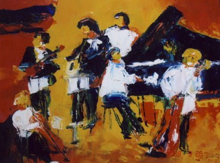 peintre musique en concert jazz