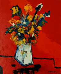 peinture fleurs vase